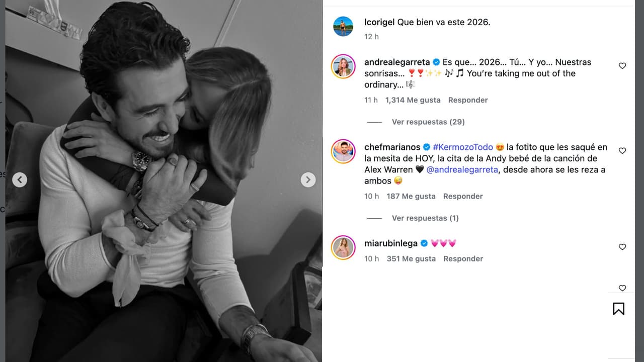 Luis Carlos Origel comparte romántica foto con su novia Andrea Legarreta.