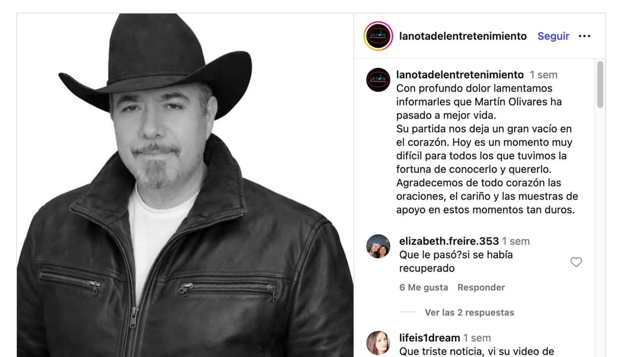 Reportan la muerte de Martín Olivares.