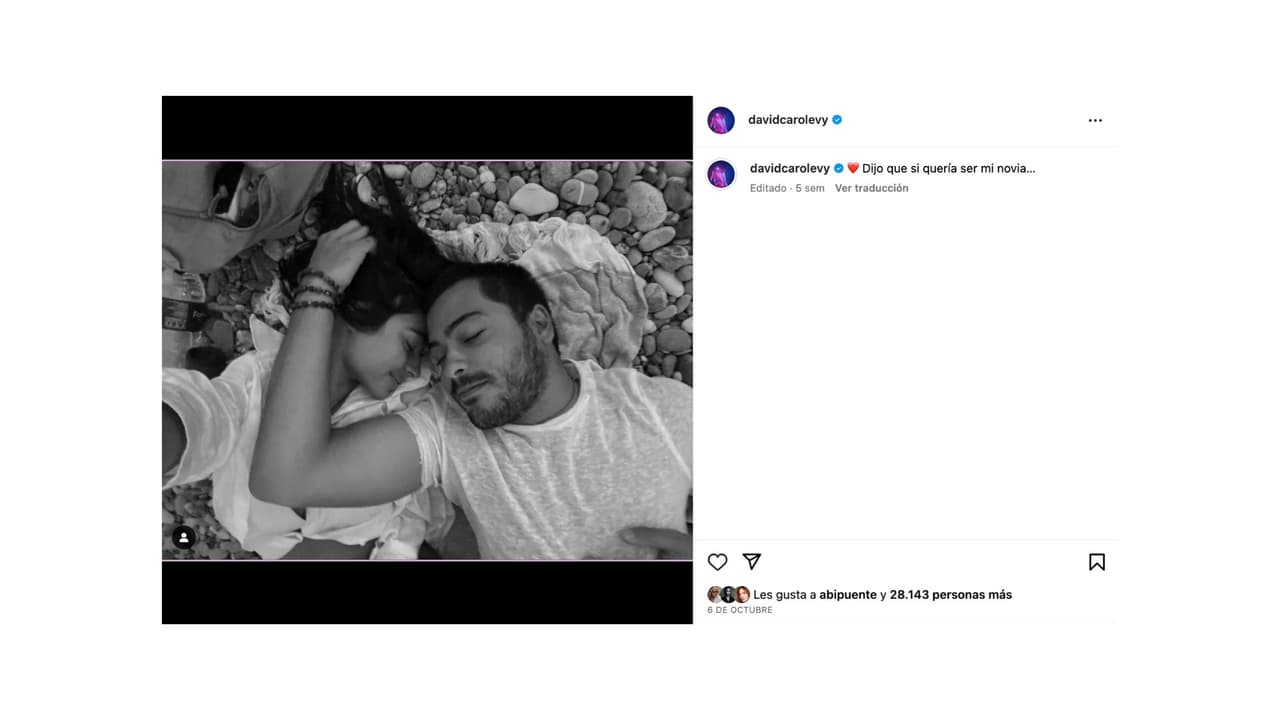 David Caro Levy le declaró su amor a Valentina Buzzurro en octubre a través de Instagram.
